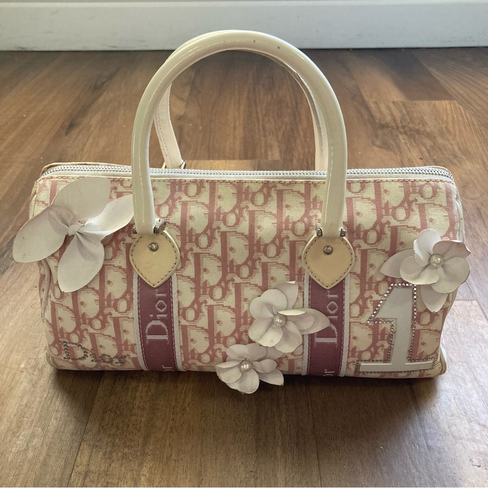 Christian Dior Pink Trotter Mini Boston Floral Embellished Galliano Era